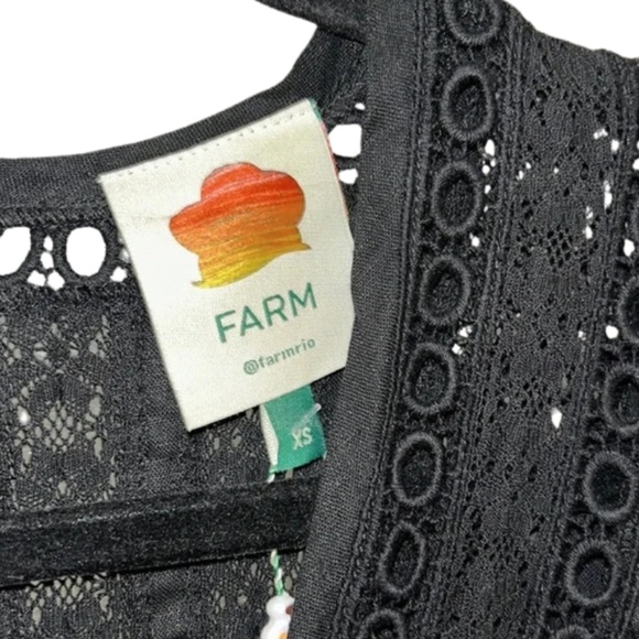 NWT Farm Rio Black Laces & Ruffle V-Neck Linen-Blend Jumpsuit (XS) - Picture 4 of 10